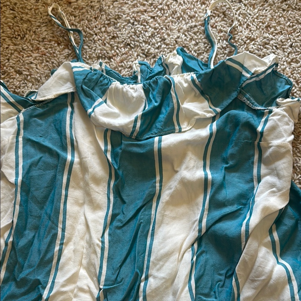Old Navy Striped Teal and White Tank Top